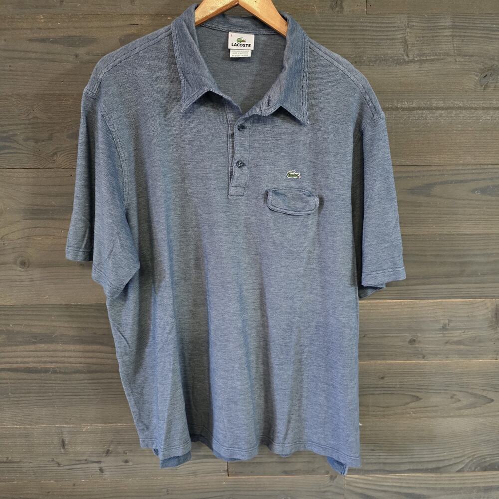 Lacoste Polo Shirt Men's Size 8 Blue Short Sleeve Pocket Crocodile Logo Cotton